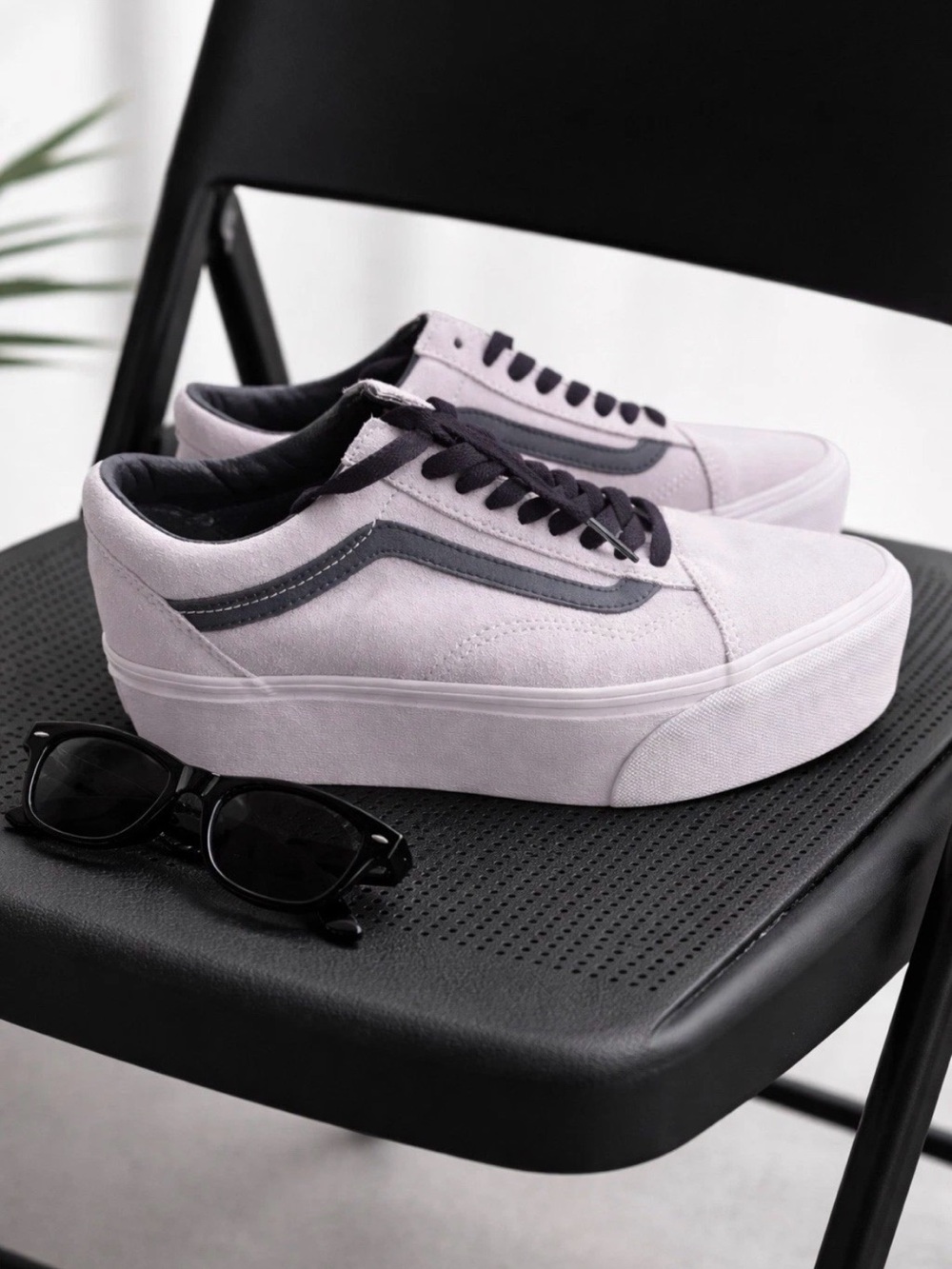 Vans Old Skool Stackform Platform Shoes Lavender Suede Women 7